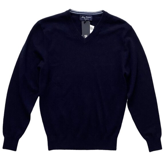Cremieux Daniel Men’s Small Navy 100% Cashmere Luxury V-Neck Pullover Sweater - Picture 2 of 7